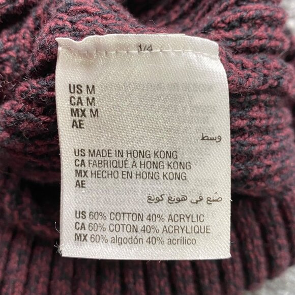 VTG INC International Concepts Sweater Mens M Maroon 1/4 Zip Ribbed Hong Kong - Picture 4 of 12